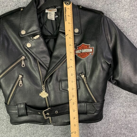 Harley Davidson Full Zip Leather Jacket Toddler Size 6 Black‎ - Picture 7 of 12